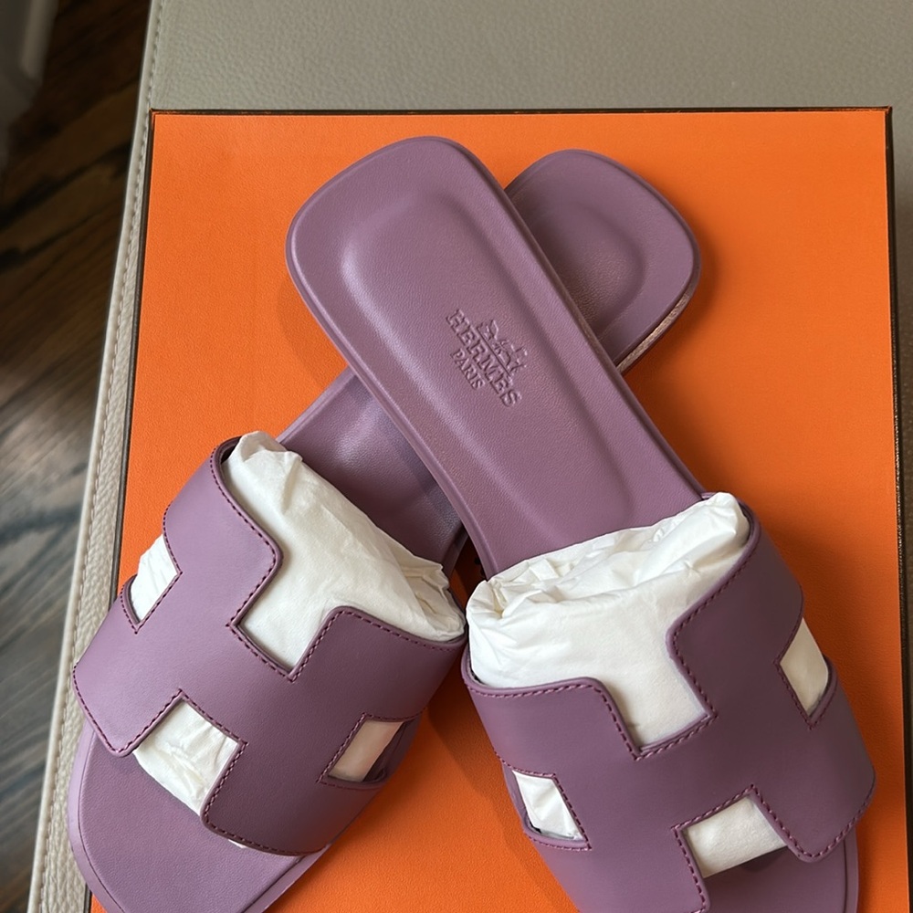 Brand new hermes oran sandals 39 purple violet Irish - Picture 2 of 10